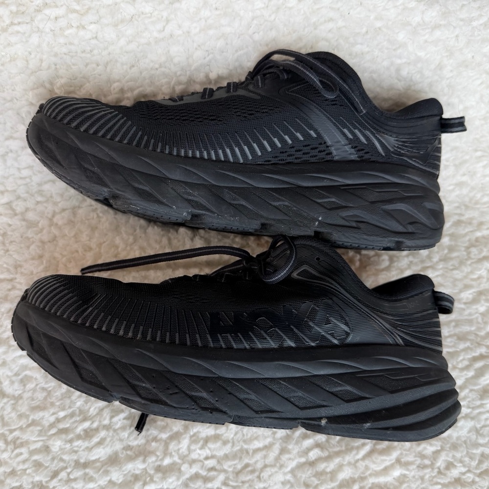 Hoka One One Bondi 7 Running Shoes Black Mens 8 2E Wide Athletic Trainer - Picture 2 of 7